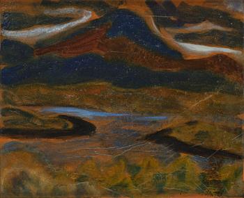 90. Helmer Osslund, Storm clouds over the mountain.