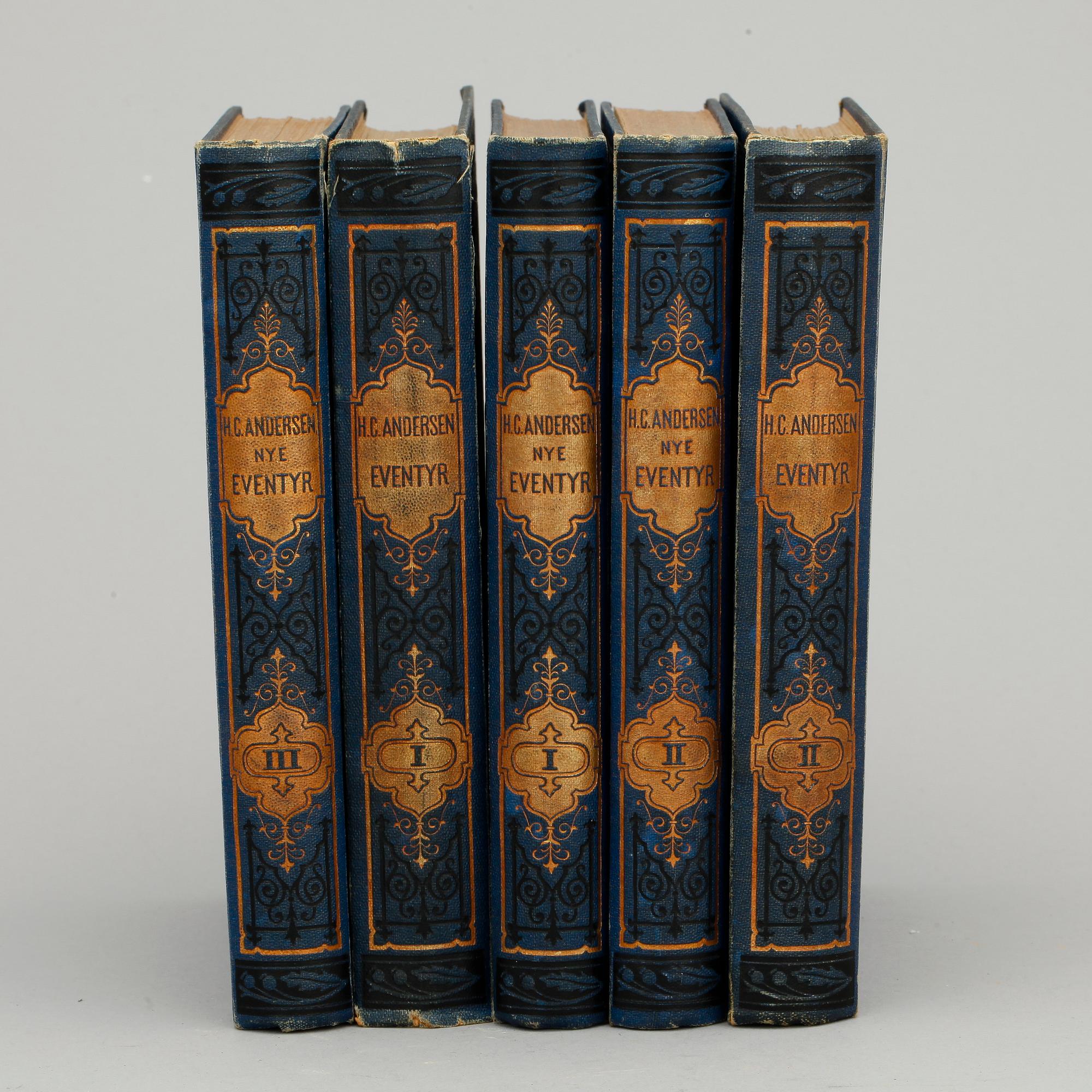 H.C. ANDERSEN, 5 vol, "Nye eventyr og historier", I-III, Köpenhamn 1870-74.