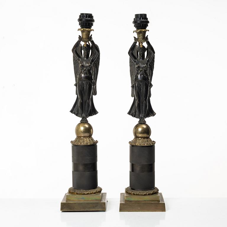 A pair of Empire style table lamps, circa 1800.