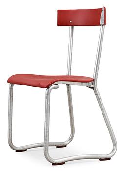 A Gio Pontio tubular aluminium and red vinyl chair, Ditta Parma Antonio e Figli, Saronno, Italy.