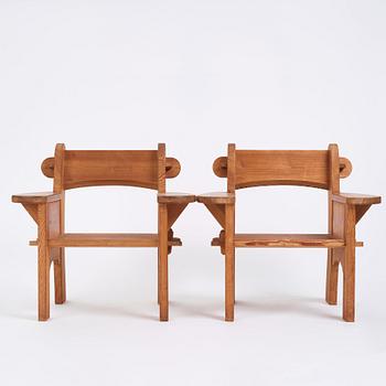 David Rosén, a pair of Swedish Modern 'Berga' pine armchairs, Nordiska Kompaniet, Sweden 1940s.