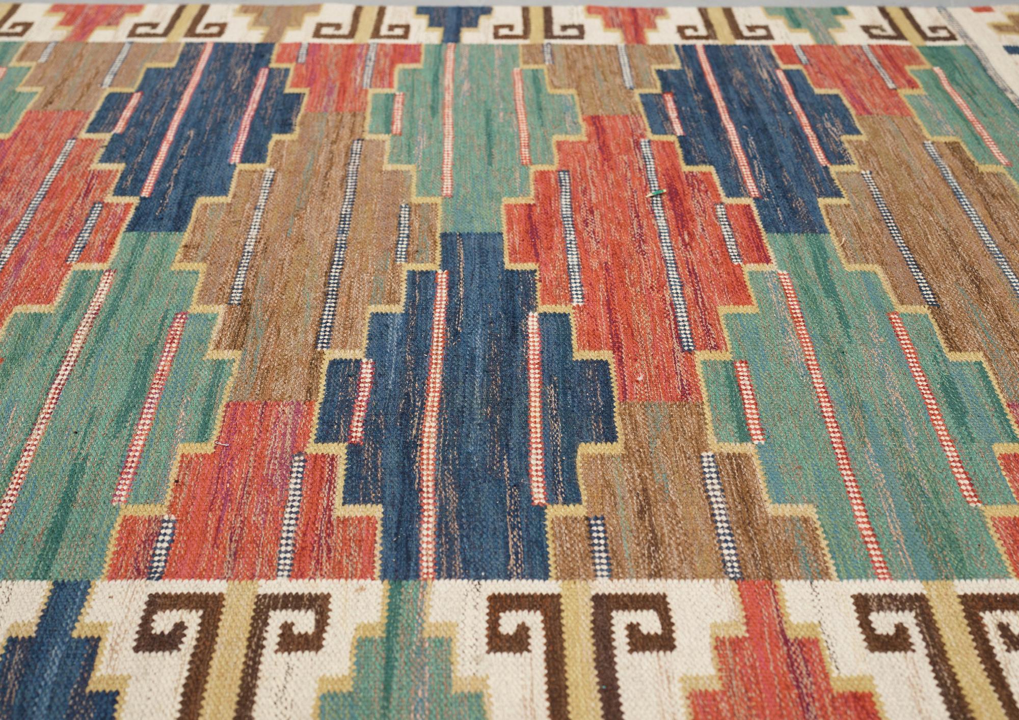 Märta Måås-Fjetterström, Matto, "Blå heden", flat weave, ca 219-220,5 x 181,5-185,5 cm, signed AB MMF.