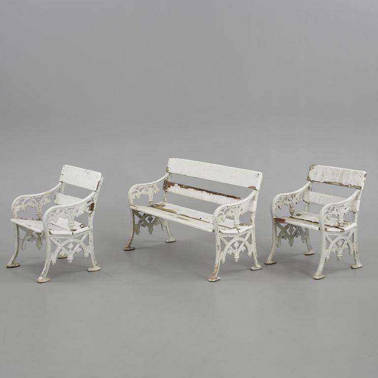 TRÄDGÅRDSGRUPP, 4 delar, aluminium, 1900-talets andra hälft.