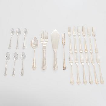 A 17-piece set of 'Chippendale' silver cutlery, mainly Kultakeskus, Hämeenlinna , 1956-2002.