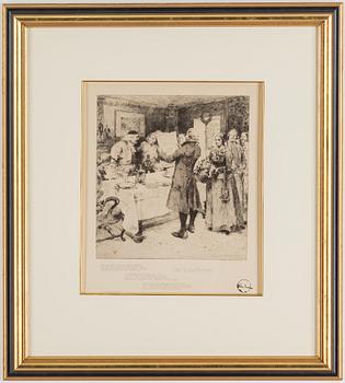 CARL LARSSON, Etching, 1896, printed signature.