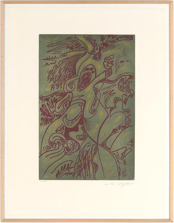 ANDRÉ MASSON, färglitografi. Signerad.