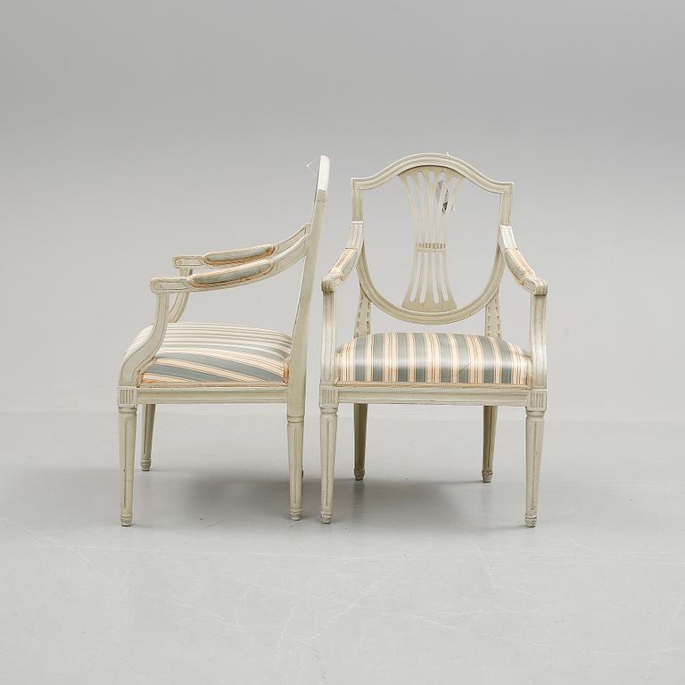 KARMSTOLAR, ett par, gustavianska, 1800-talets början.