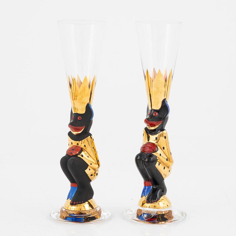Gunnar Cyrén, snapsglas, 8 st, sk djävulsglas, "Nobel", Orrefors.
