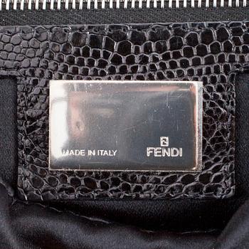 FENDI, a black silk evening bag, "Baguette".