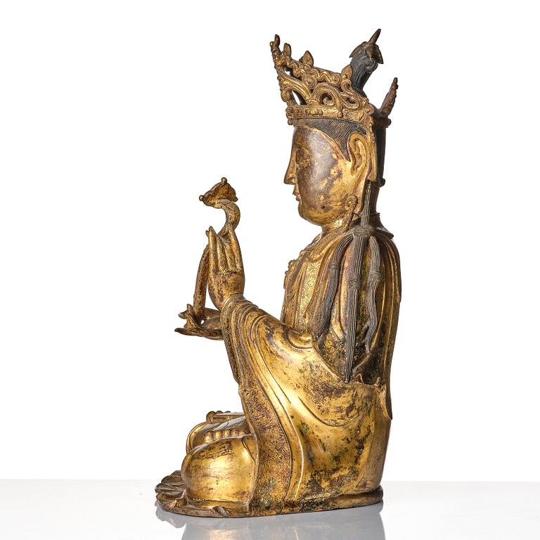 Bodhisattva, förgylld brons. Mingdynastin (1368-1644).