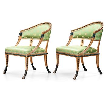 42. A pair of late Gustavian early 19th century armchairs.