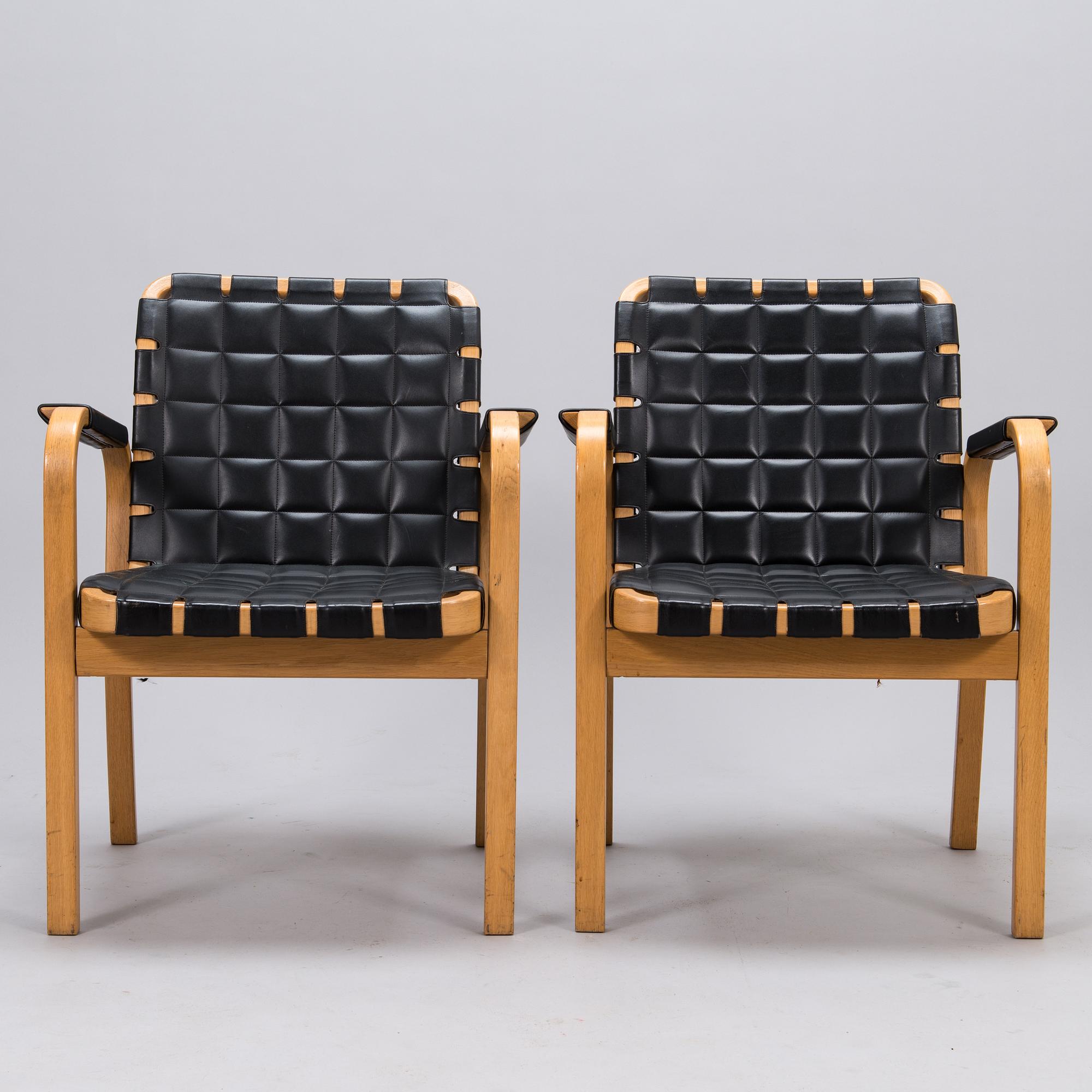ALVAR AALTO, four late-20th-century '45' armchairs for Artek.