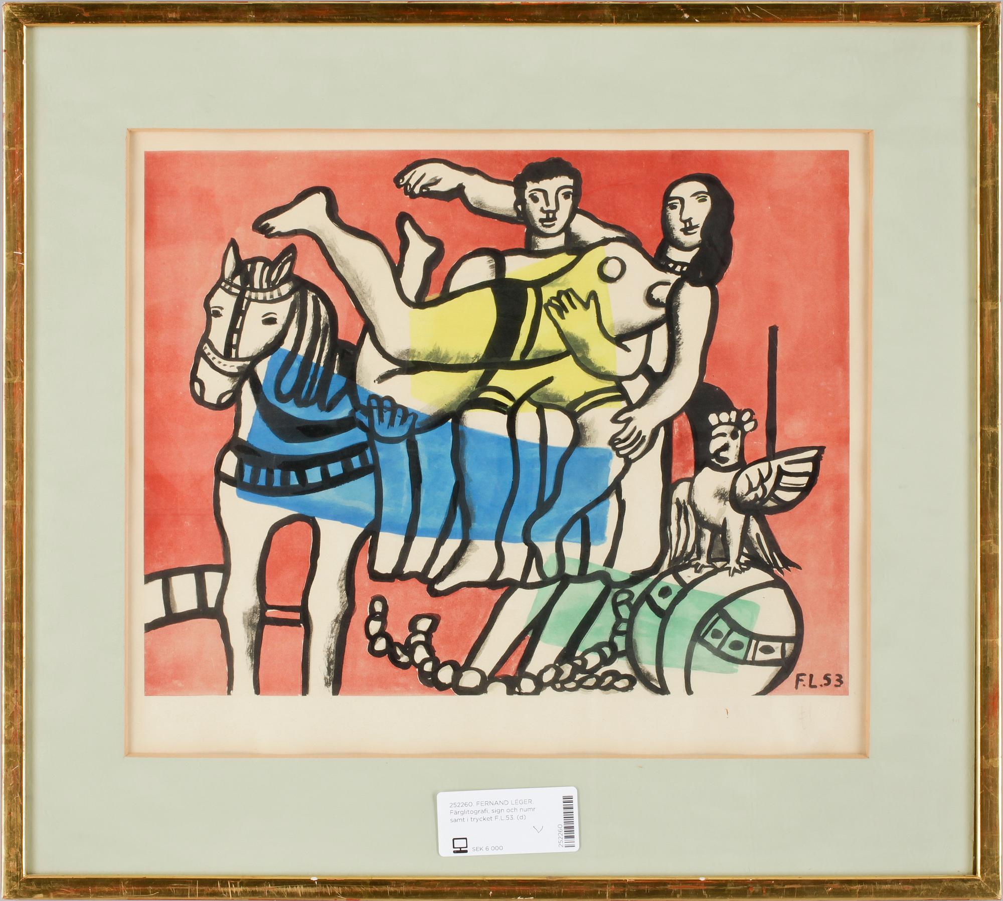 FERNAND LÉGER. Färglitografi, sign och numr samt i trycket F.L.53.