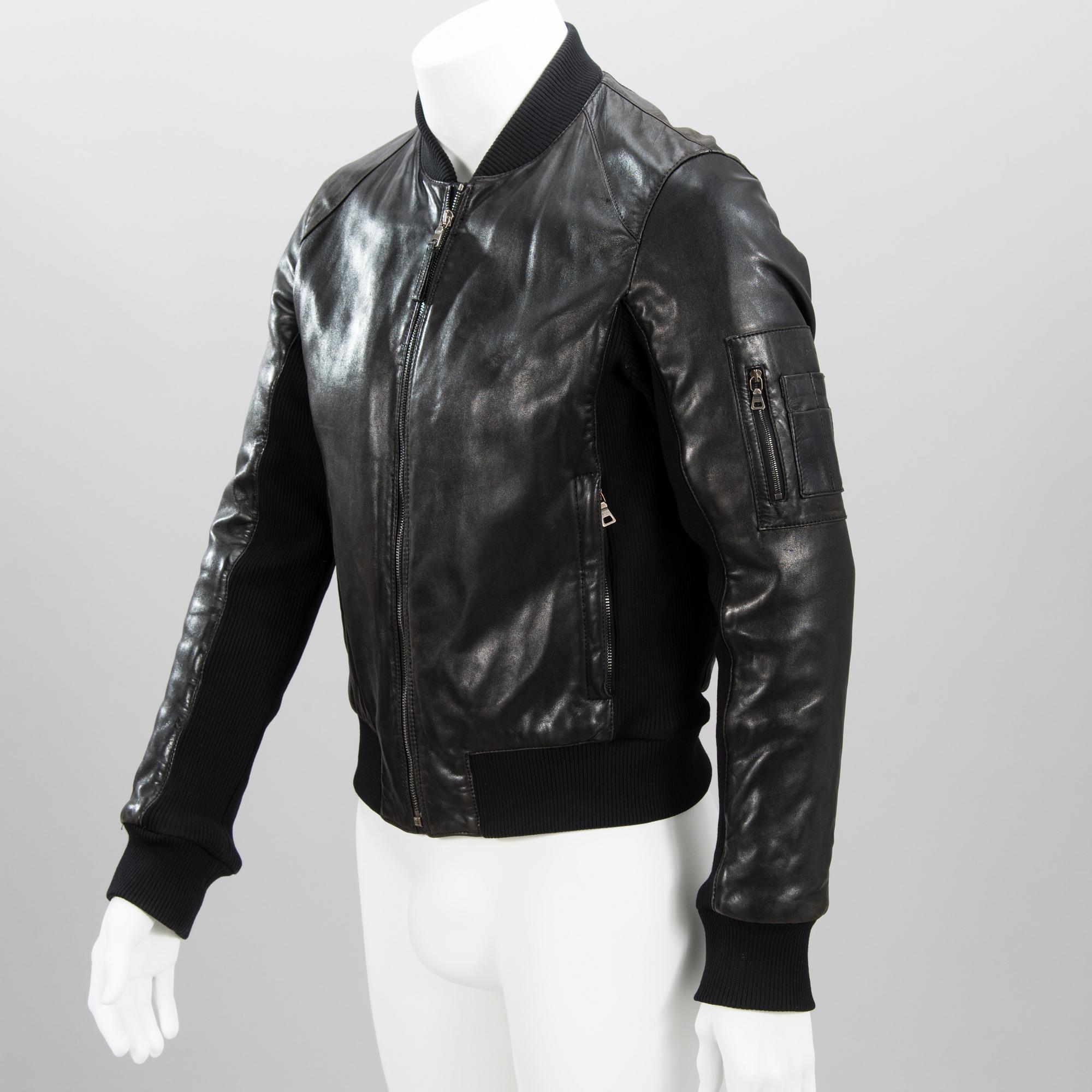 PRADA Mens Black Leather Jacket.
