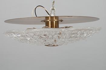 TAKLAMPA, plafond, glas och mässing, Carl Fagerlund Orrefors.