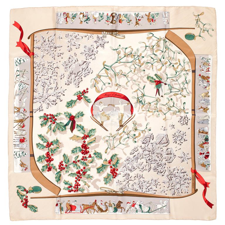 HERMÈS, silk scarf, "Neige d'Antan".