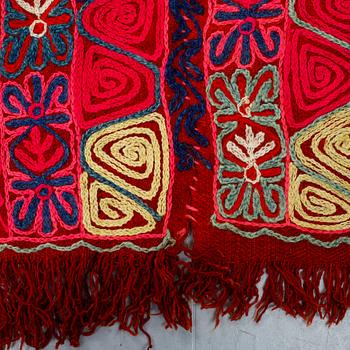 A semi-antique embroidered textile by the Marsh Arabs/nomads in Iraq, ca 235 x 146 cm.