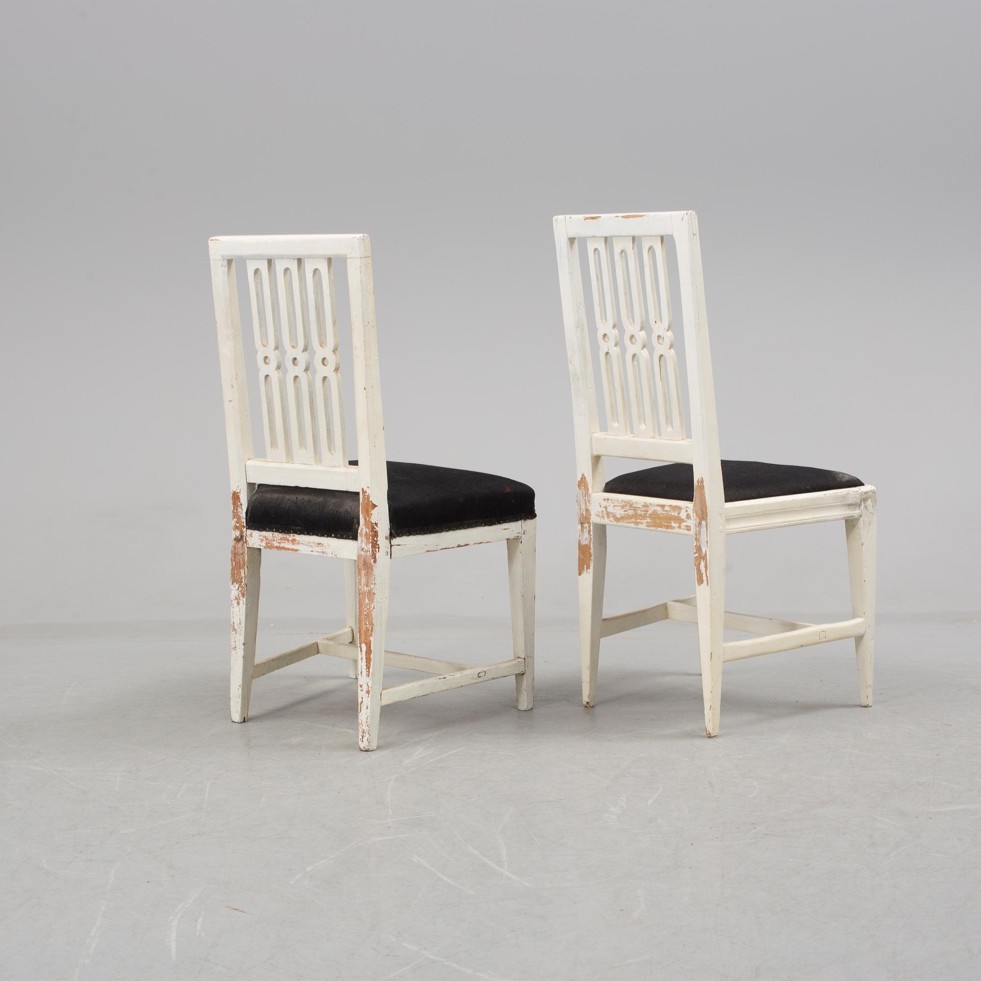 A pir of Gustavian chairs signed CIWS (Carl Johan Wadström, Stockholm 1788 - 1816 ).