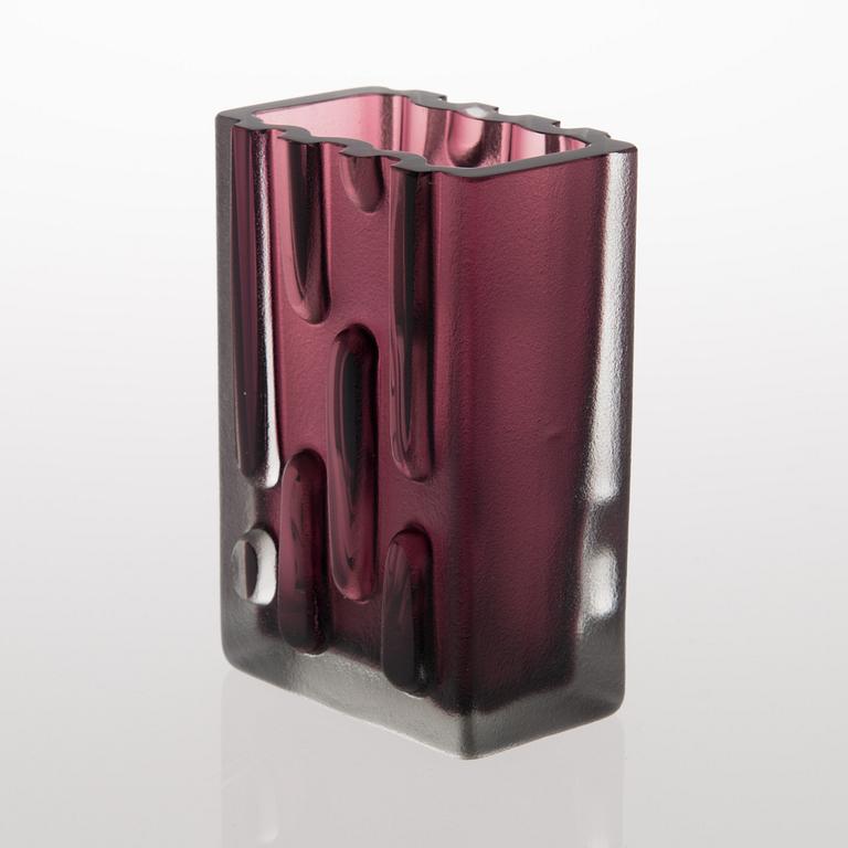A 1960s glass vase, signed.