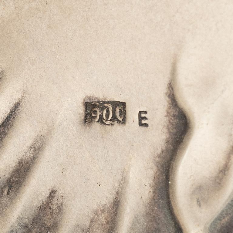 Tredelat serveringsfat, silver, 1900-tal.