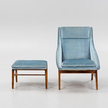 Svante Skogh, a 'Siesta' armchair with foot stool, AB Klings Möbler, Sweden, 1950's.