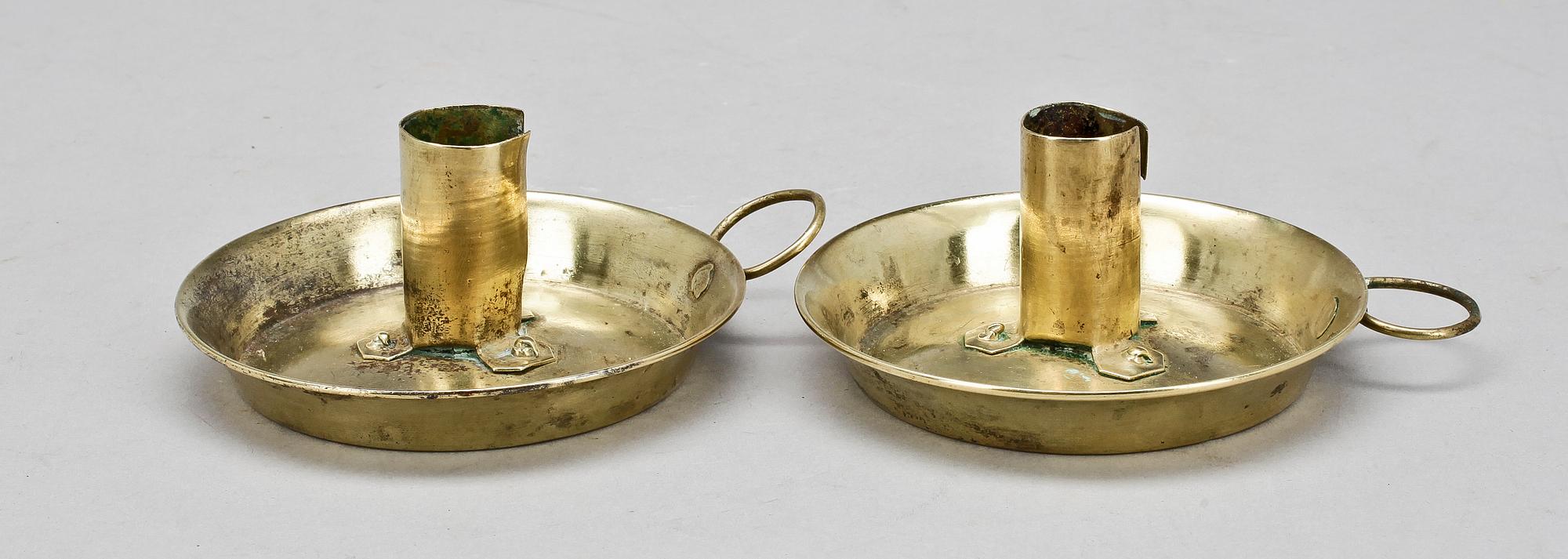 LJUSSTAKAR, ett par, mässing, Sverige tidigt 1800-tal.