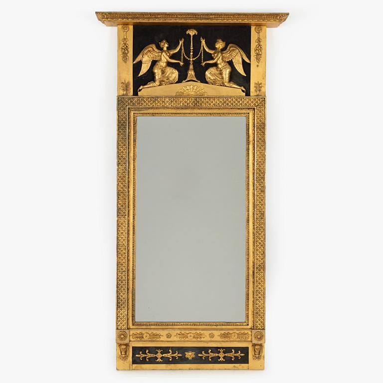 Spegel, tillskriven Jonas Frisk (spegelfabrikör i Stockholm 1805-24), Empire.