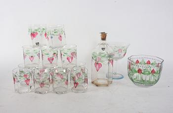 SERVISDELAR, 16 delar, glas. Orrefors, "Maja" Eva Englund.