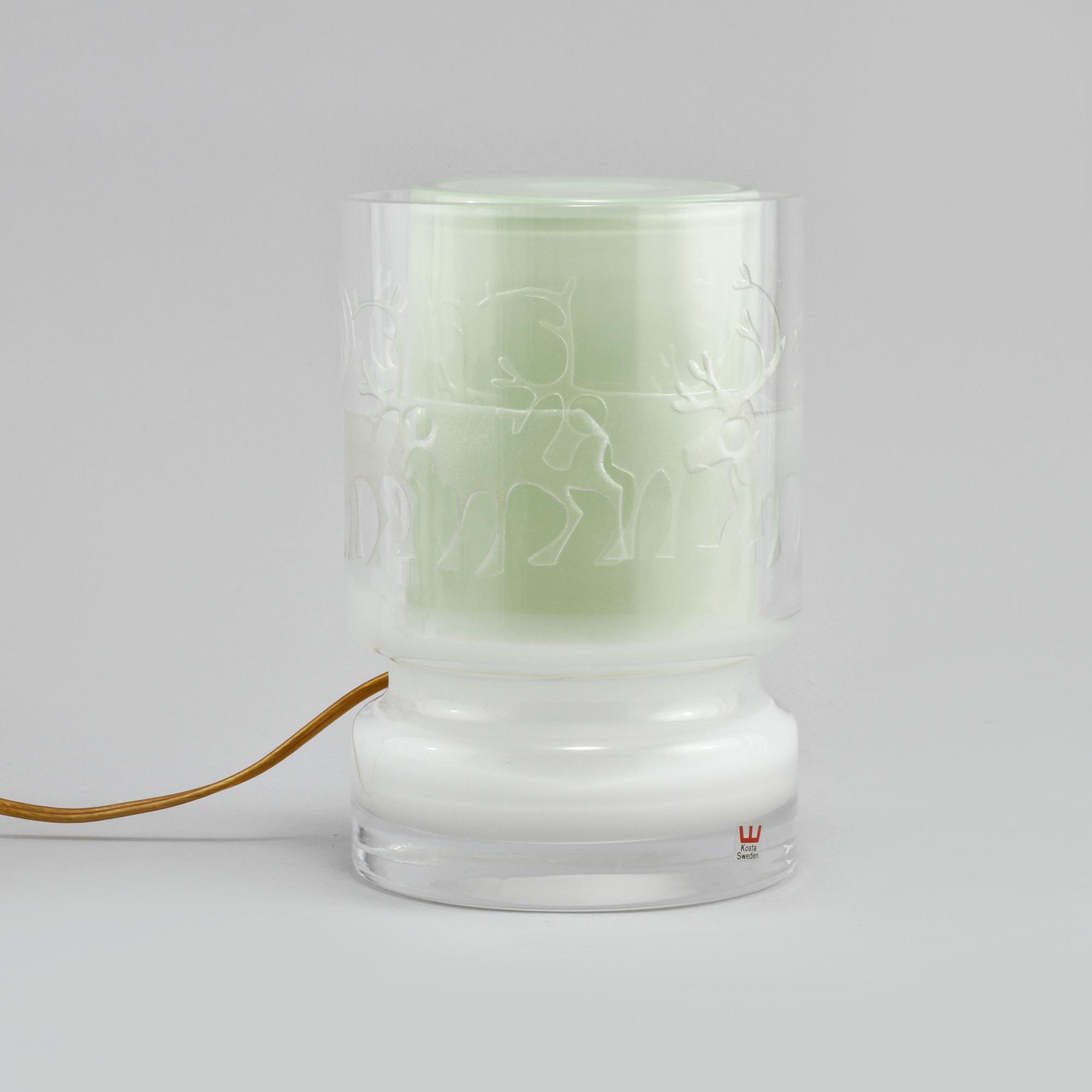 BORDSLAMPA, glas, Ove Sandeberg, Kosta, 1900-talets andra hälft.