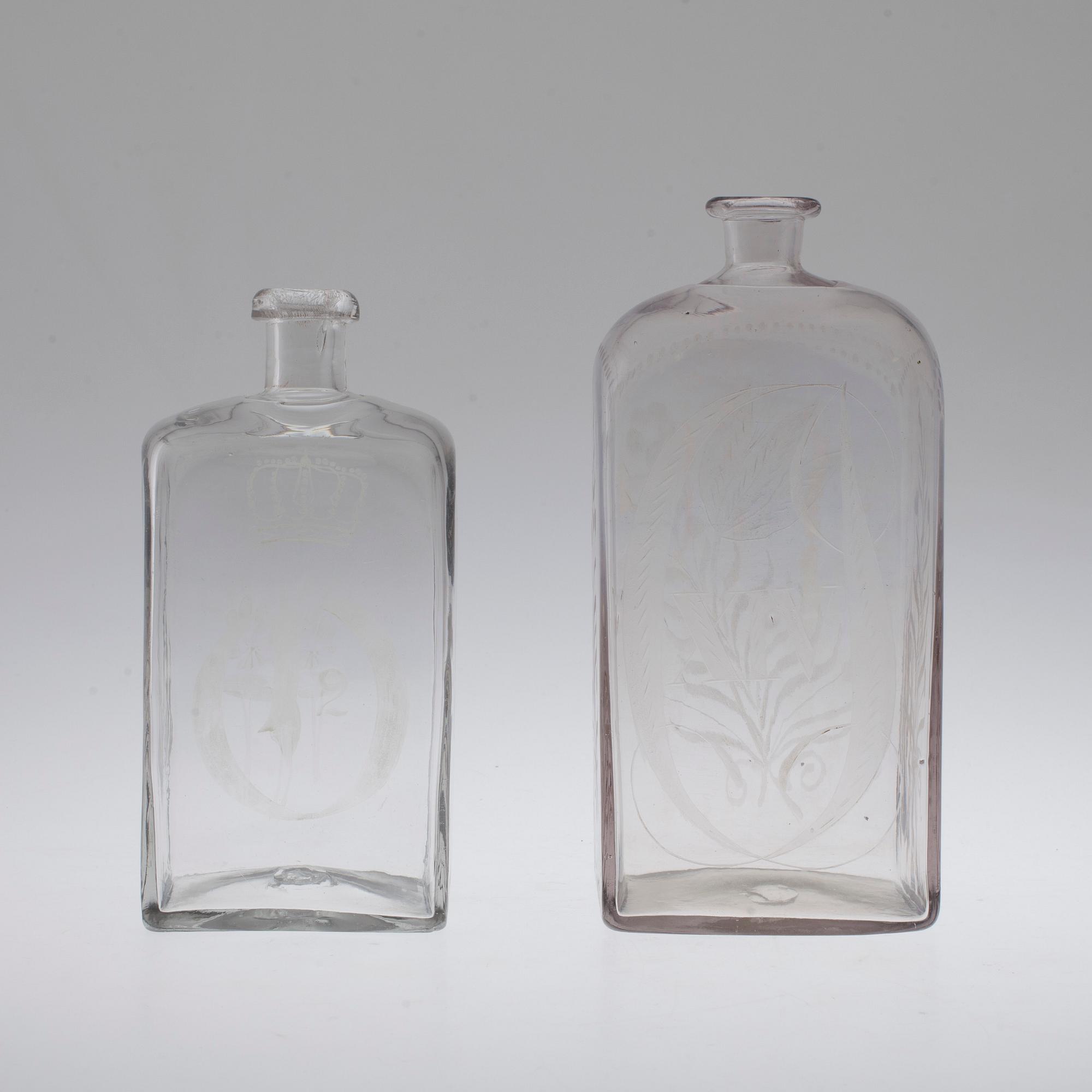 Two 19th century glass bottles.