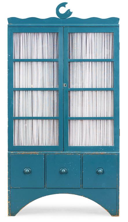 A Carl Hörvik blue painted showcase cabinet, 'Barbro', Nordiska Kompaniet, 1920's.
