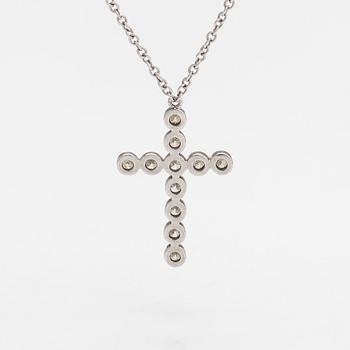 Tiffany & Co, a platinum necklace, 'Jazz Cross' with diamonds approx 0.20ct in total.