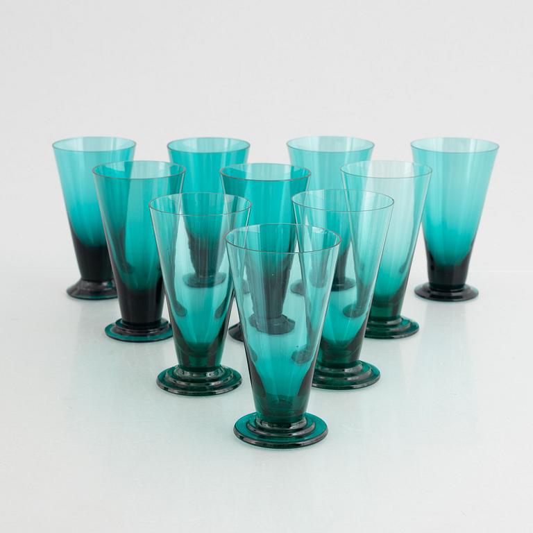 Nanny Still, a glass carafe with ten glasses, model T/335, Riihimäen Lasi Oy, in production 1950-1966.