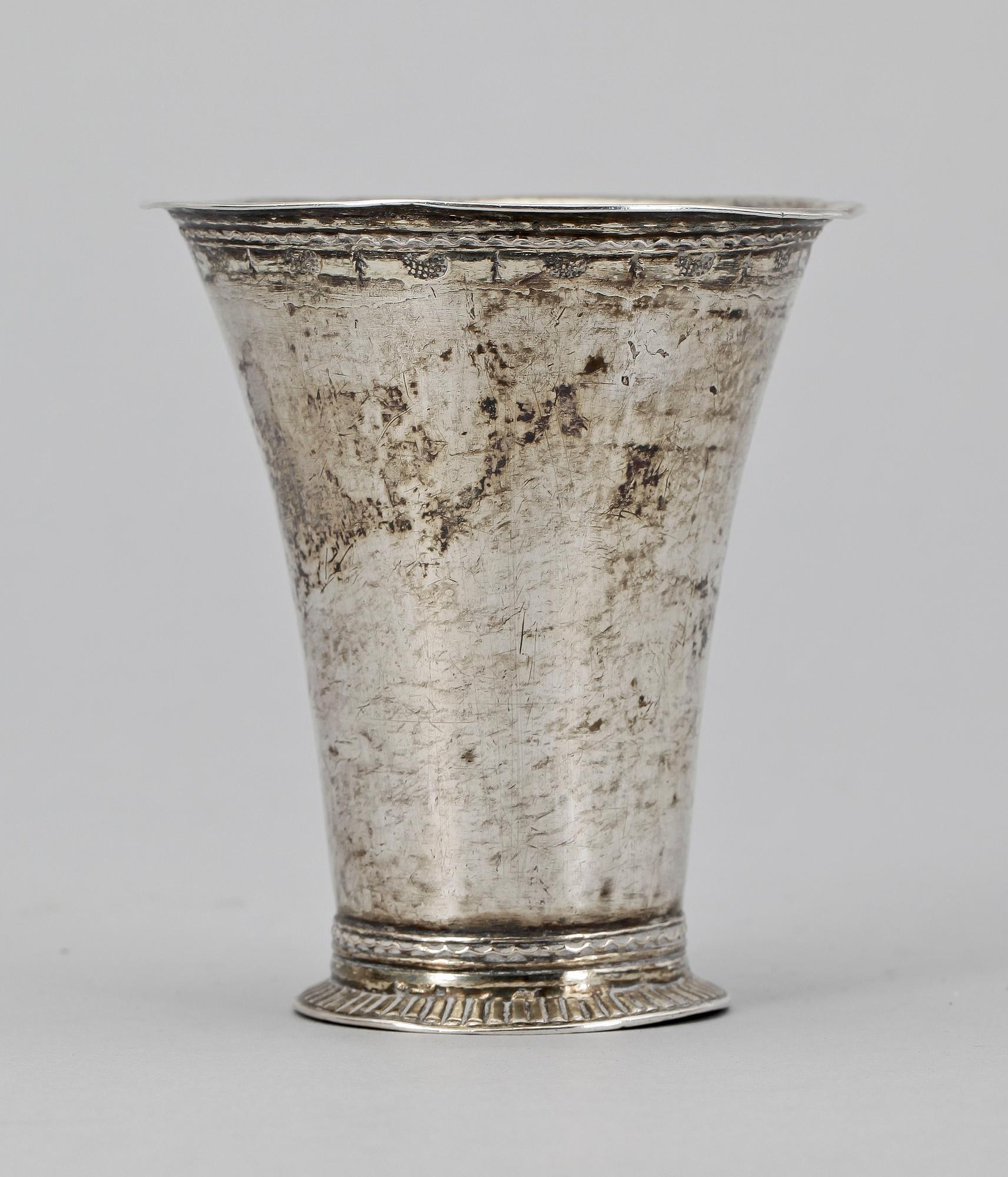 BÄGARE, silver, Johan Hedman, Södertälje 1762. Ca 63 g.
