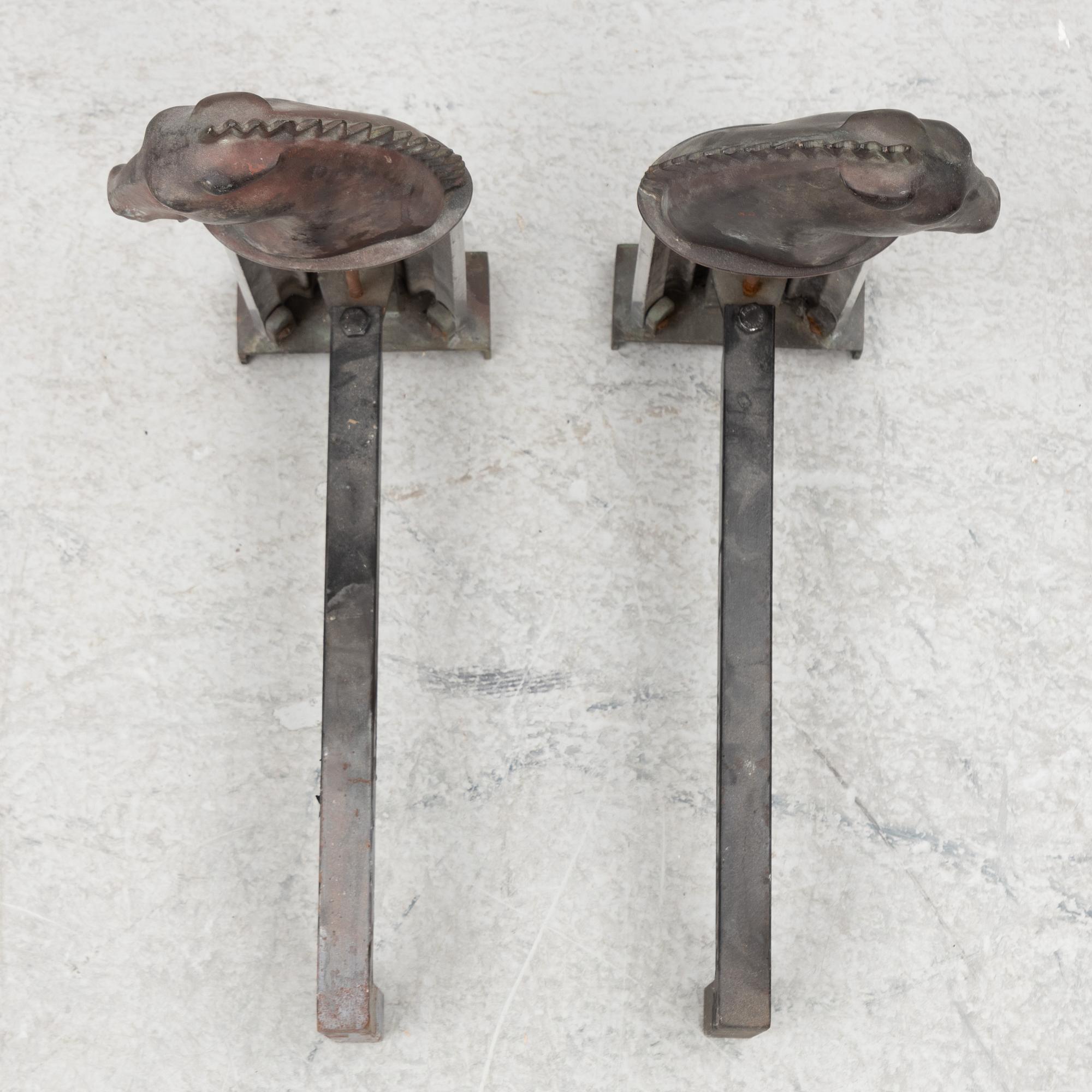 Fire dogs, a pair, Art Deco, first half of the 20th century.