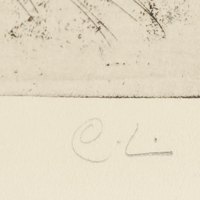 CARL LARSSON, etching, signed C.L. in pencil. Executed 1912. State 1. "Mumps (Esbjörn)".