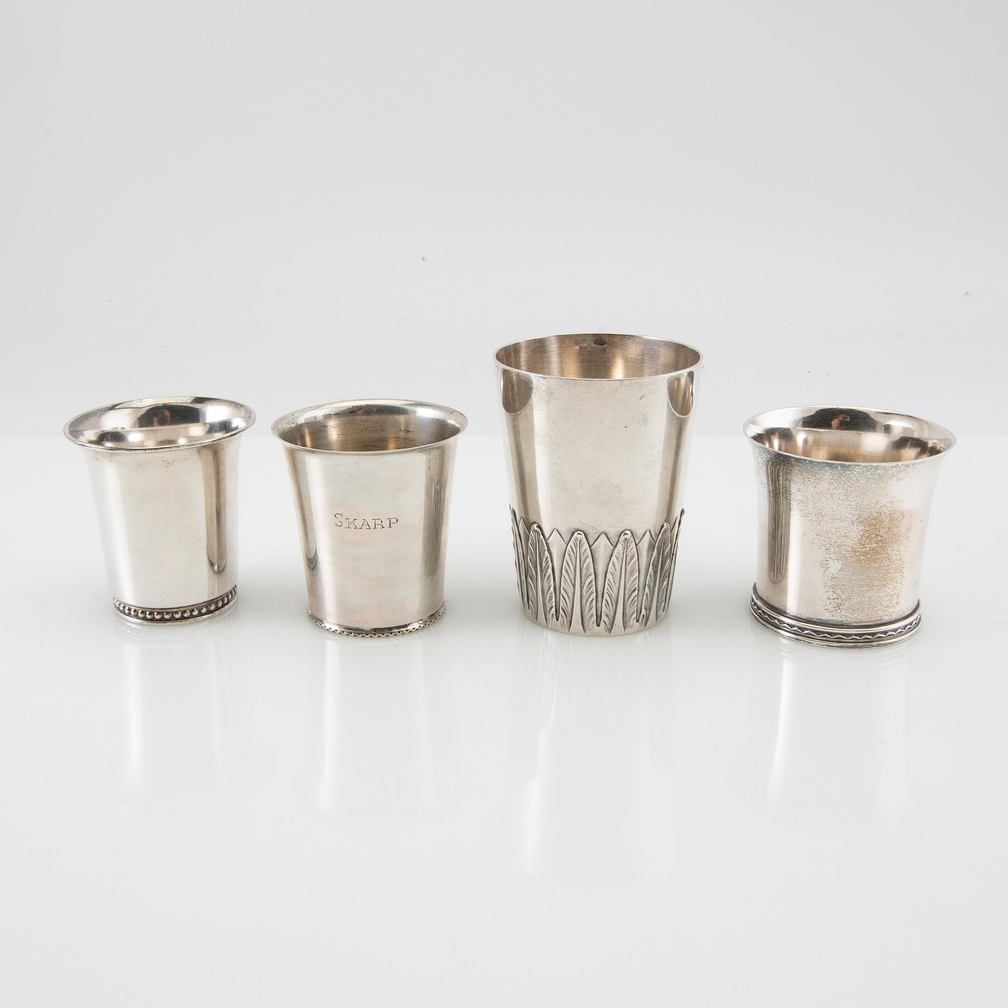A collection of cups 12 pcs silver 18th/19th century.
