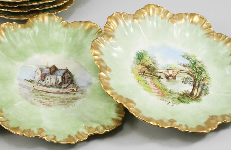 SERVISDELAR, 14 st, porslin, A Lanternier & Co, Limoges, Frankrike, 1900-talets första hälft.