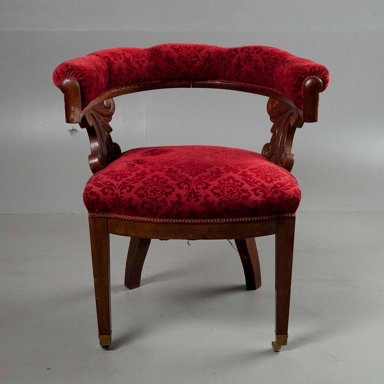 KARMSTOL/SKRIVBORDSSTOL, senempire, ca 1830-50.