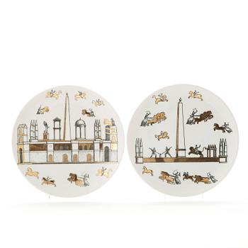 Piero Fornasetti, a set of eleven porcelain plates, Milano, Italy.