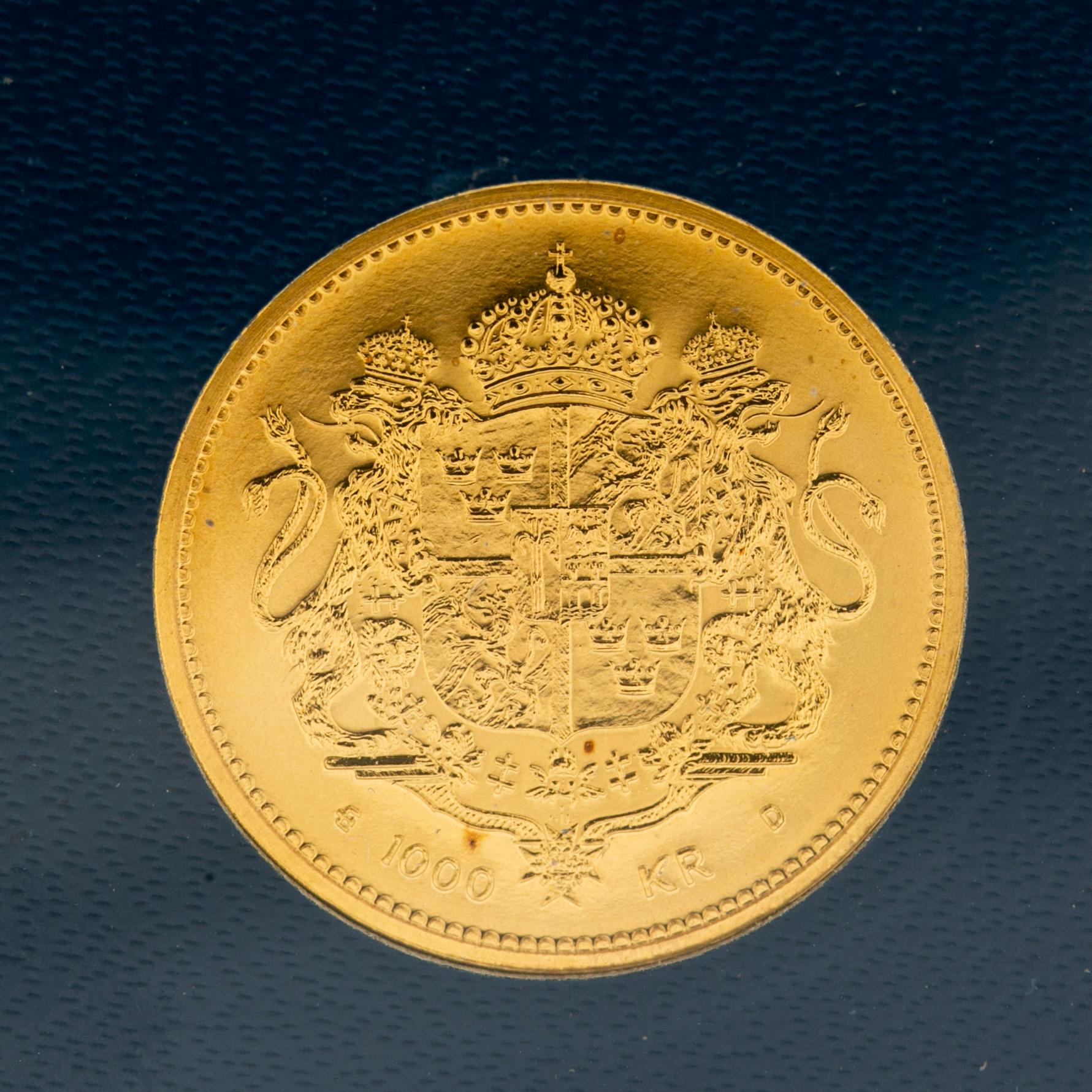 Gold coin, 21.6 carat, Queen Silvia, “SEK 1,000”, Sveriges Riksbank, 1993.