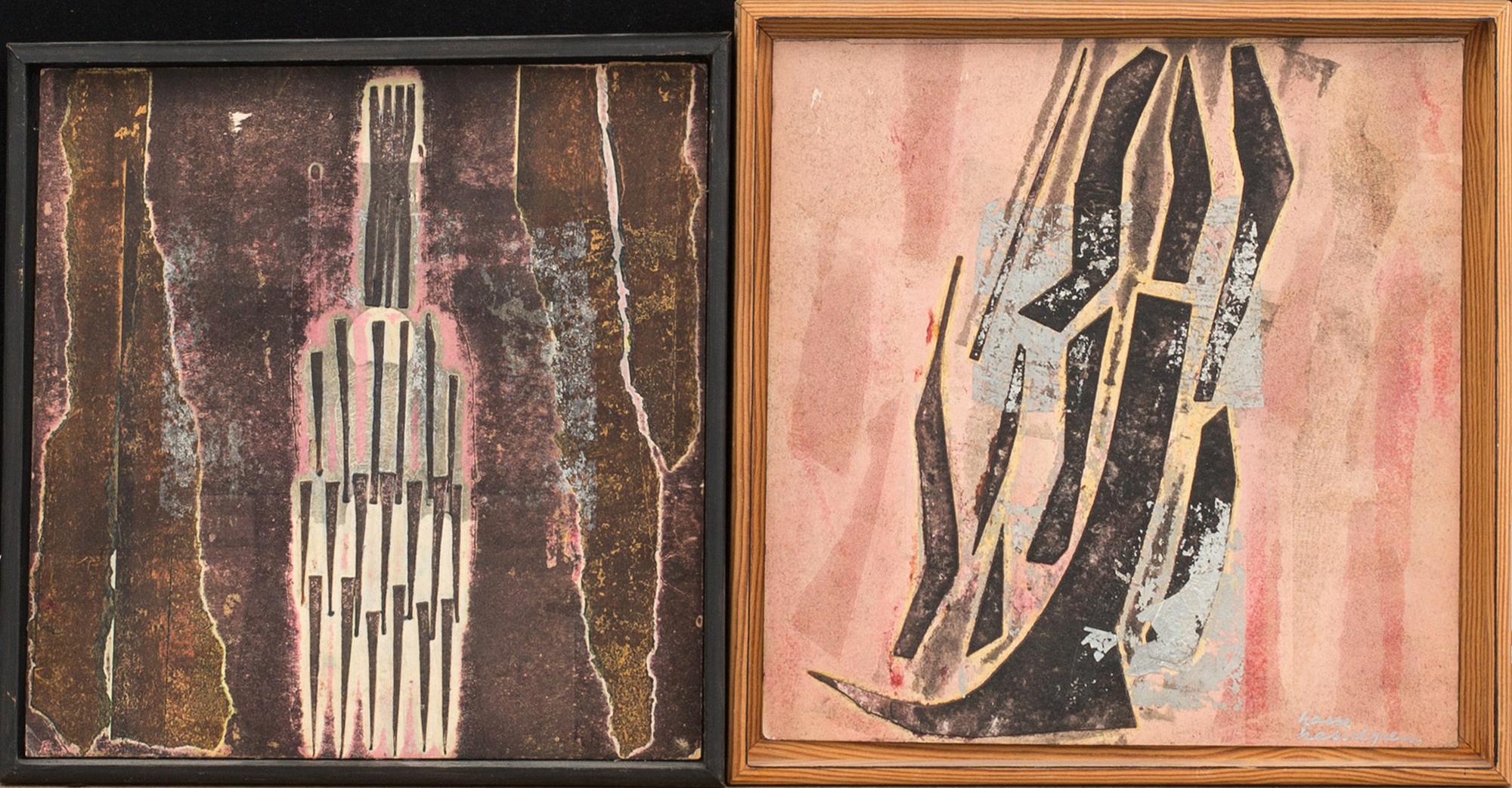 HASSE HASSELGREN, 2 delar, collage signerade.
