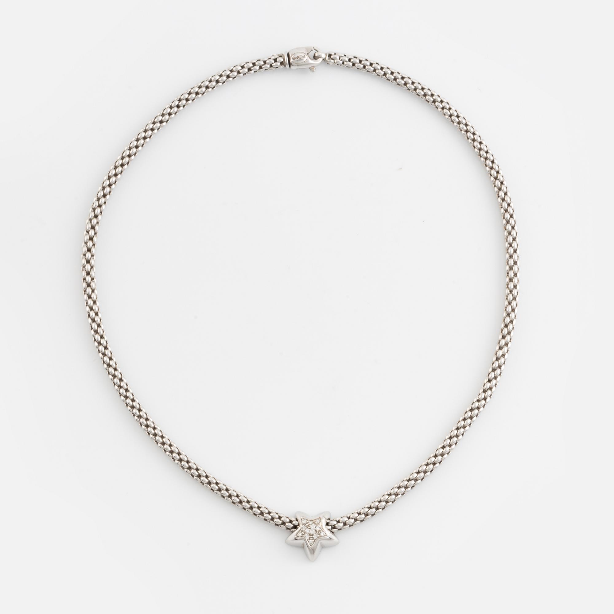 Fope, 18K white gold and brilliant cut diamond necklace.