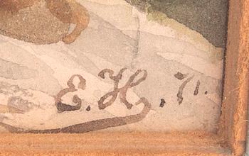 Ernst Georg Hildebrand, akvarell, signerad.