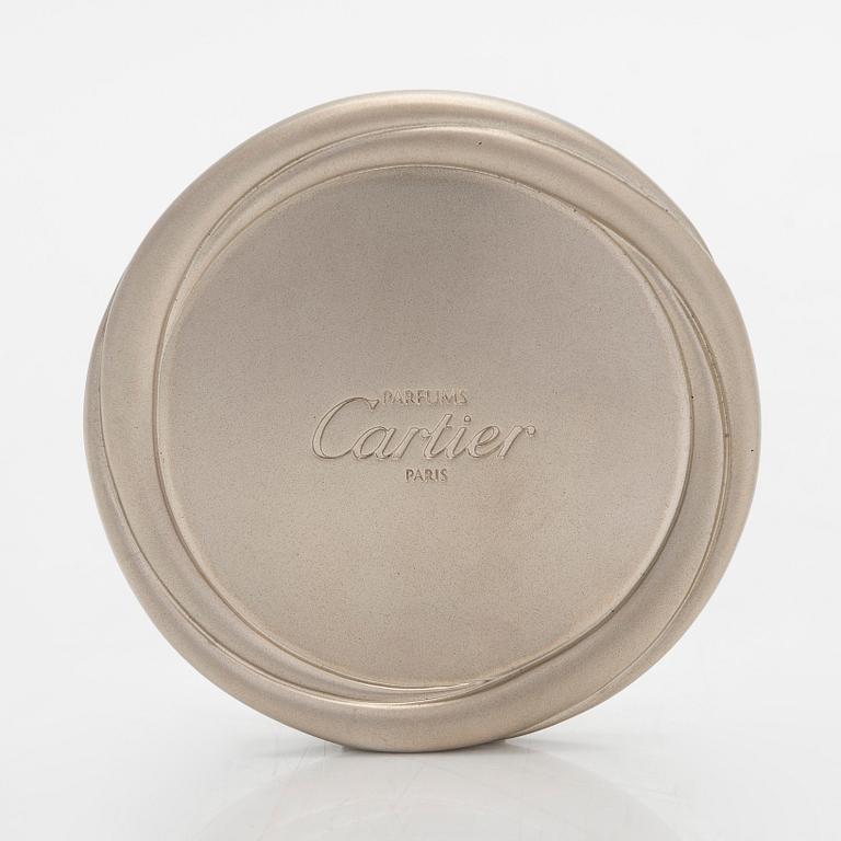 Cartier, parfymfodral med parfymflaska och sminkspegel.