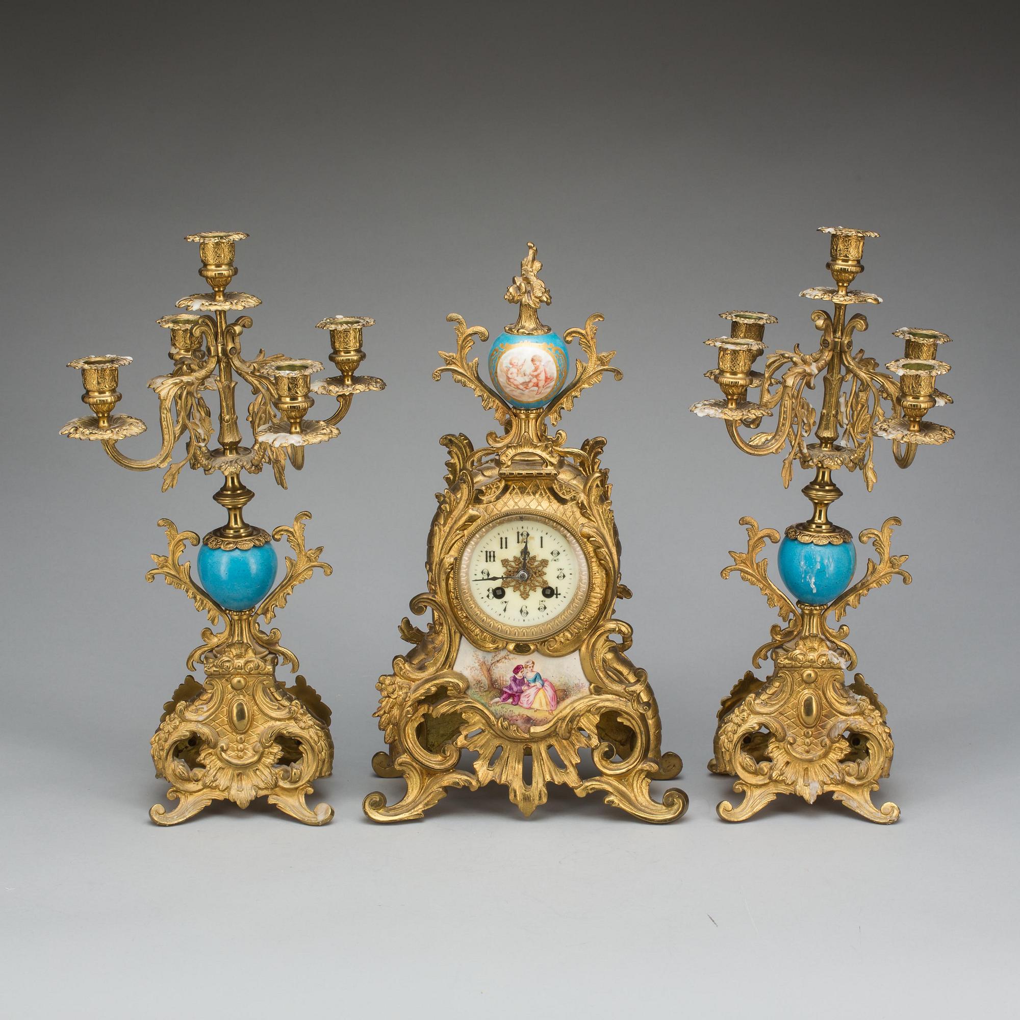 BORDSGARNITYR, 3 delar, nyrokoko, 1800/1900-tal.