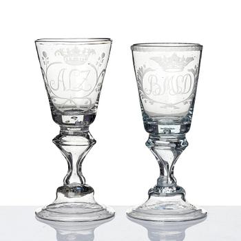 Glas, två stycken, 1700-tal.