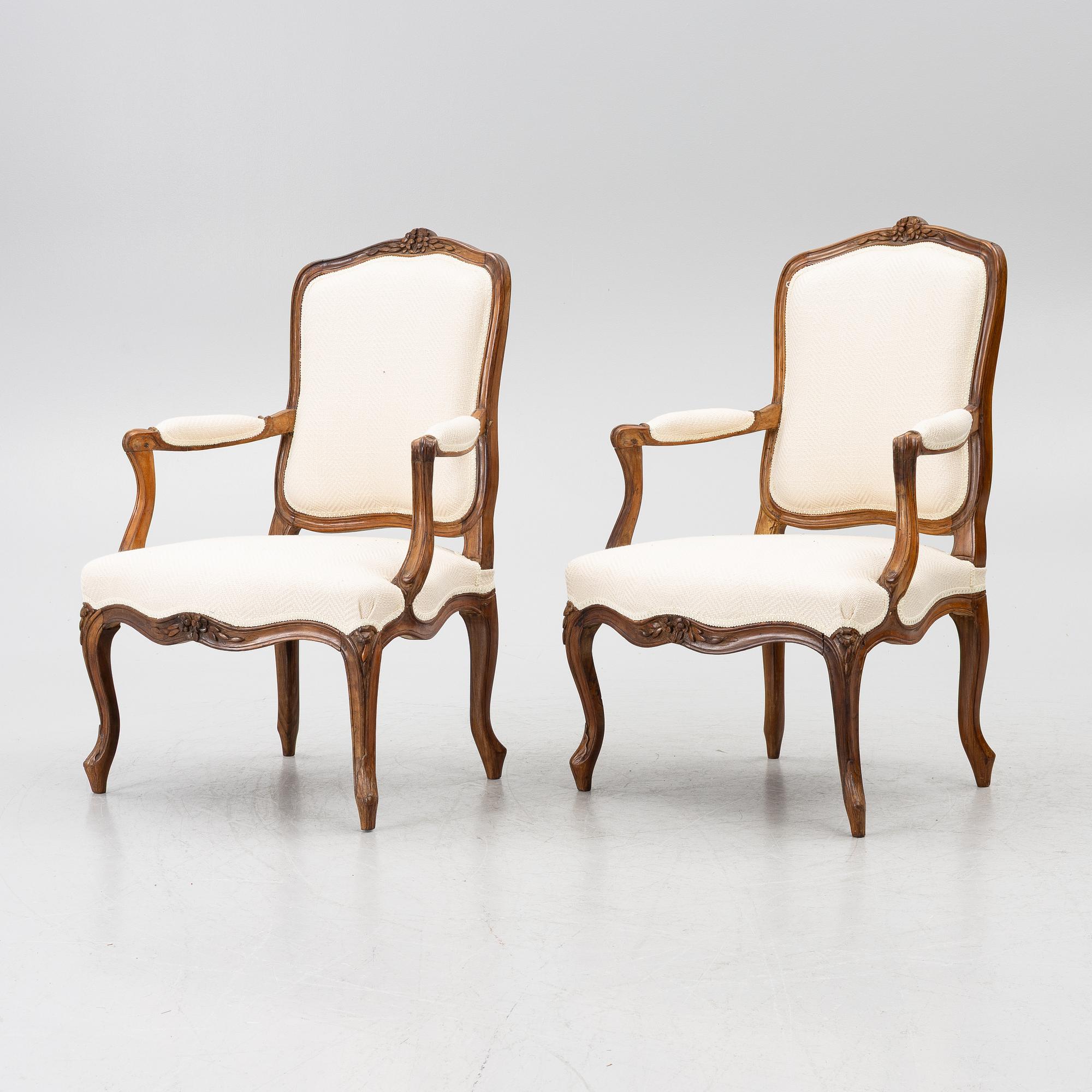 Armchairs, a pair, Rococo, 18th century.