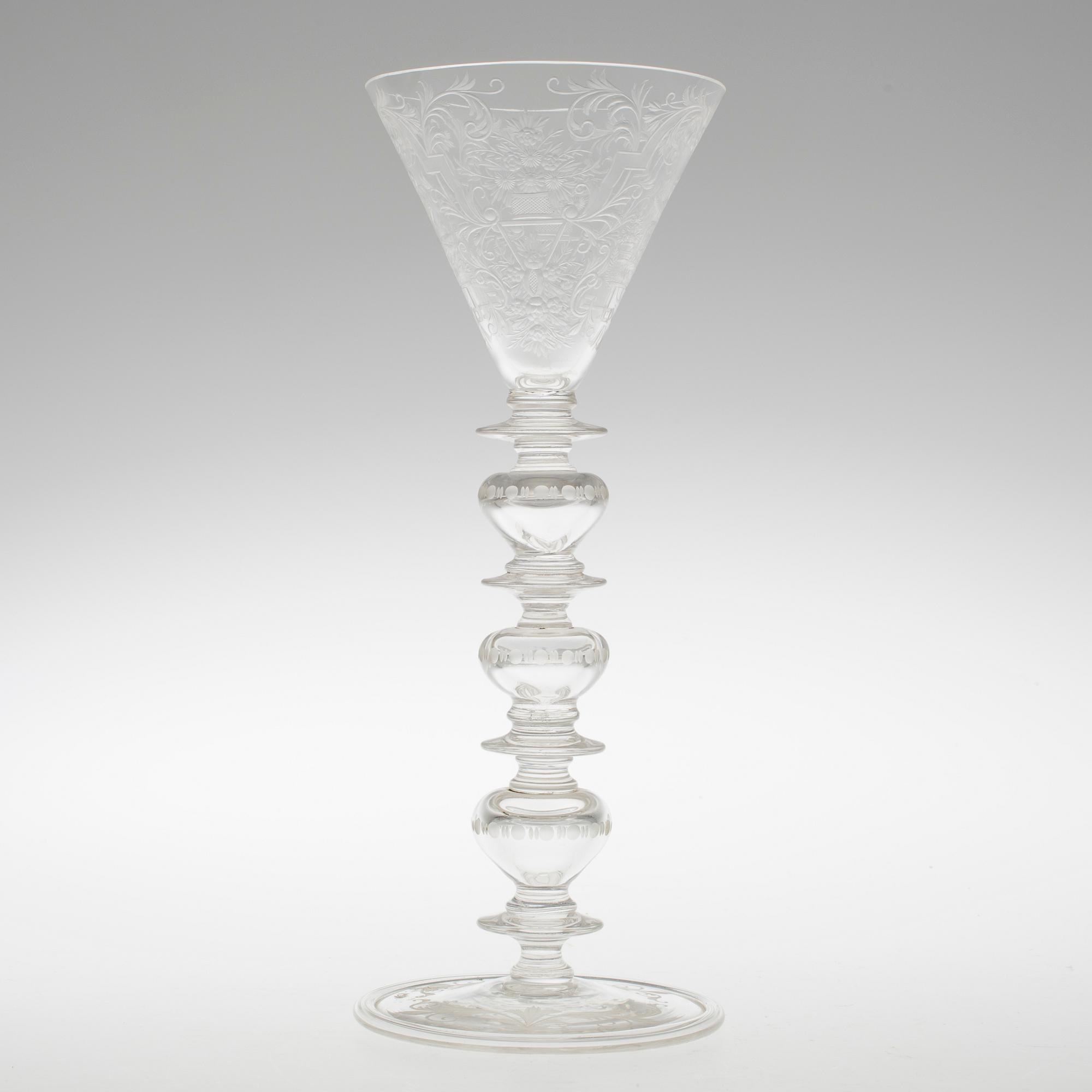 POKALGLAS, glas. Barockstil, 1800-tal.