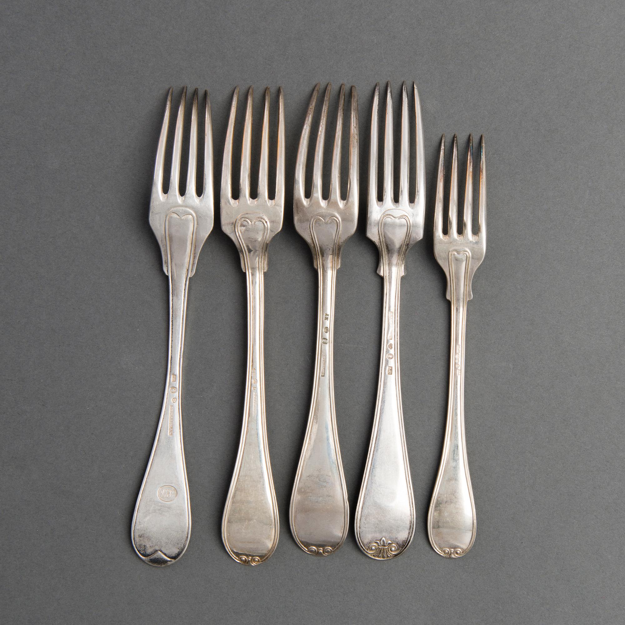 HAARUKOITA, 24+12 kpl, hopeaa, ruotsalaiset leimat, pääosin 1800-luku ja 1930.